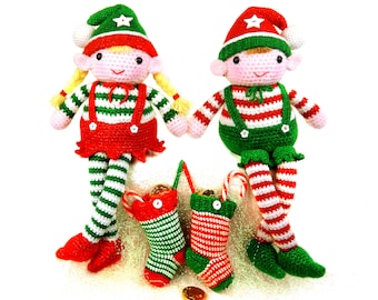 Evie and Elvis the Christmas Elves - Amigurumi Crochet Pattern