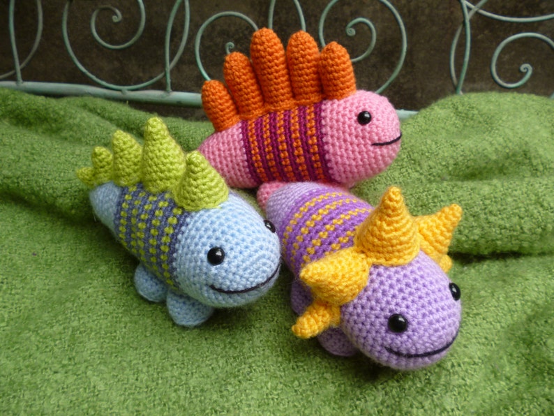 Stripe-o-saurs Amigurumi Dinosaur Crochet Pattern image 1