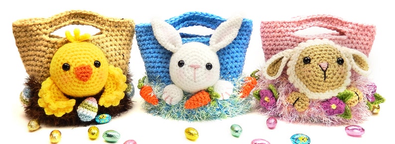 Easter Treat Bags, Bunny, Chick and Lamb Amigurumi Crochet Pattern image 5