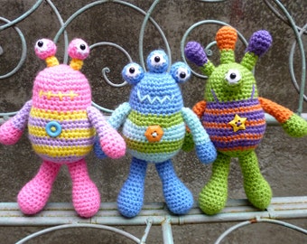 Bug Eyed Monsters, Tarquin, Theodore and Winston - Amigurumi Crochet Pattern