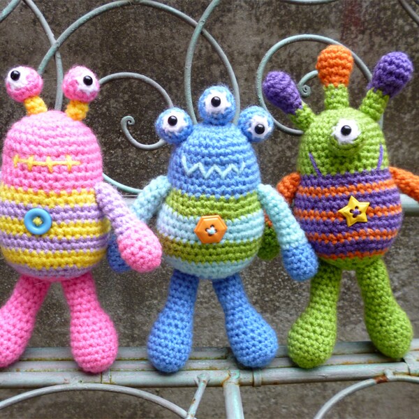 Bug Eyed Monsters, Tarquin, Theodore and Winston - Amigurumi Crochet Pattern