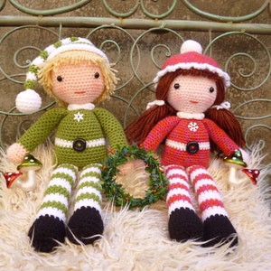 Beau and Belle Christmas Winter Dolls Amigurumi Crochet Pattern imagem 1