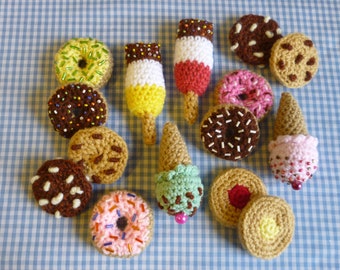 Party Treat Food, Cookies, Donuts, Popsicles, Ice-Creams, Biscuits - Amigurumi Crochet Pattern