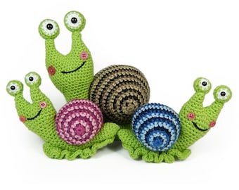 Shelley l'escargot et sa famille - Modèle de crochet Amigurumi