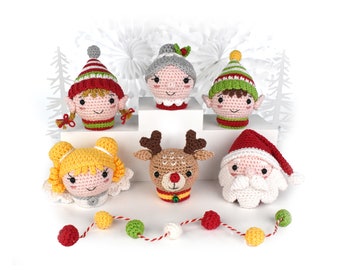 Amigurumi Crochet Pattern: Baubleheads Christmas Ornaments (PDF Pattern)