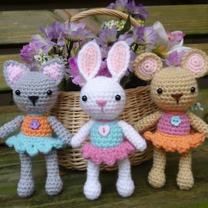 Crochet Pattern - Pocket Pets, Mouse, Rabbit and Cat - Amigurumi