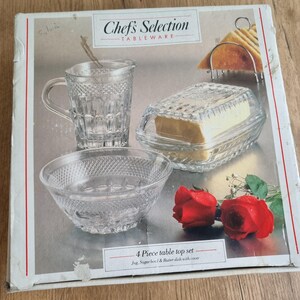 Chefs selection 4 piece table top set vintage retro boxed glassware tableware