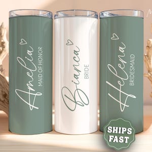 Custom Bridesmaid Proposal Tumbler, Bachelorette Party Tumblers Custom Bridal Bach Party Skinny Tumbler Bridesmaid Proposal Wedding Gift bild 1