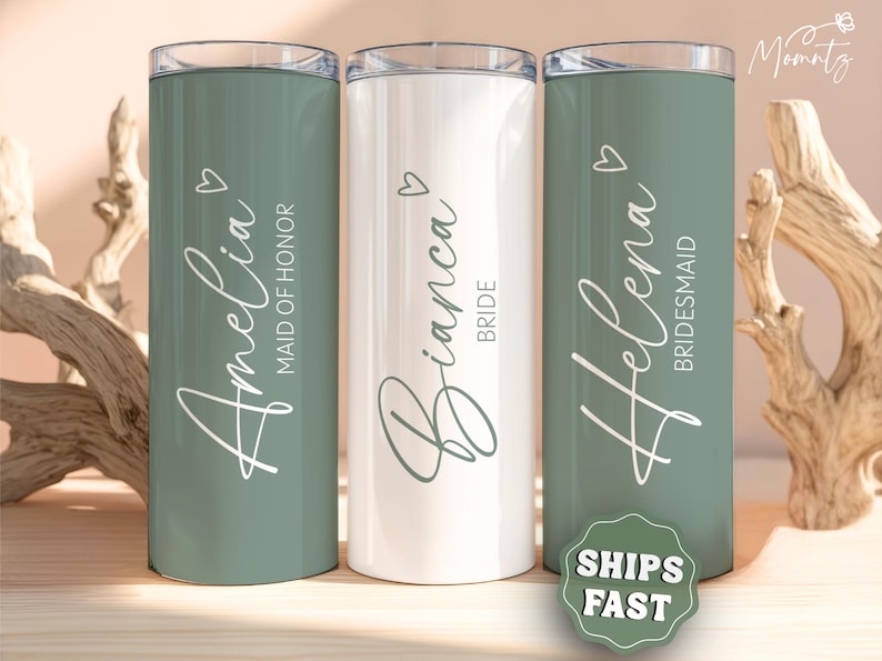 Custom Bridesmaid Proposal Tumbler, Bachelorette Party Tumblers Custom Bridal Bach Party Skinny Tumbler Bridesmaid Proposal Wedding Gift bild 1