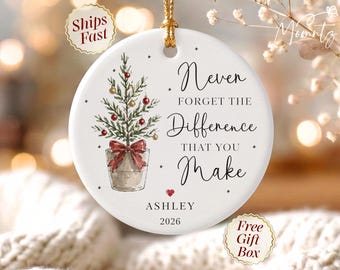 Never Forget the Difference You Make Ornament, Personalized Thank You Christmas Gift for Coworker, Nurse, Boss, Employee Appreciation 2026
