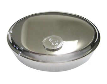 Silver Toned Etched Antelope Pendant Oval Trinket Jewelry Box