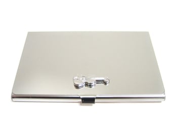 Silver Toned Musical Sheet Business Card Holder