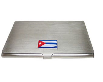 Silver Toned Etched North Carolina State Flag Business Card Holder