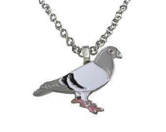 Antique Silver Tone 25mm Bezel Coin Pendant Jewelry Necklace Chain Dove Pigeon Bird Flower Norway 1 Krone 1997 Norge Hole