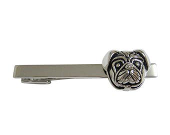 Silver Toned Pug Dog Square Tie Clip