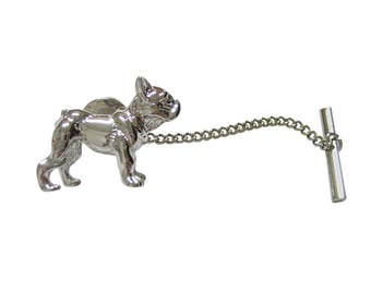 Silver Toned Pug Dog Square Tie Clip