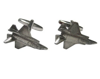 Sterling Silver Bomber Plane Cufflinks Shirt Dress Studs Gift Set