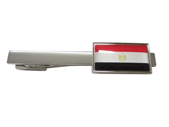 Thin Bordered Egypt Flag Square Tie Clip