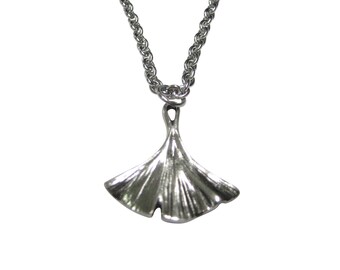 Silver Toned Ginkgo Biloba Maidenhair Tree Leaf Necklace