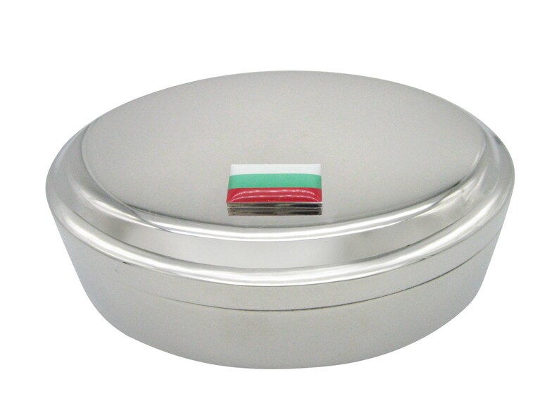 Bulgaria Flag Pendant Oval Trinket Jewelry Box