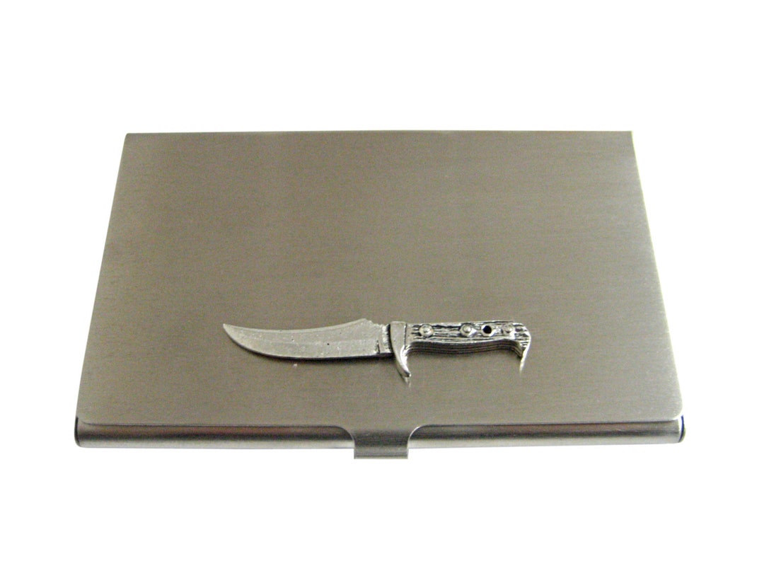 Silver Toned Knife Business Card Holder Etsy