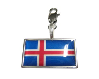 Thin Bordered Iceland Flag Pendant Zipper Pull Charm