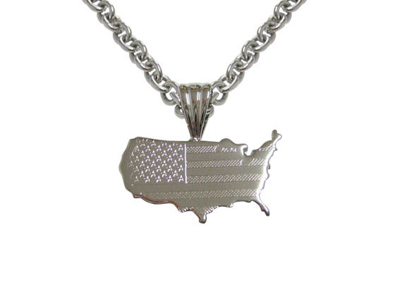 Buy USA America Map Shape and Flag Design Pendant Necklace Online
