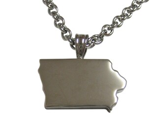 Iowa State Map Shape Pendant Necklace