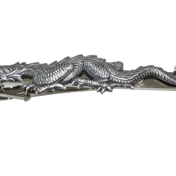 Gunmetal Toned Fierce Dragon Full Tie Clip