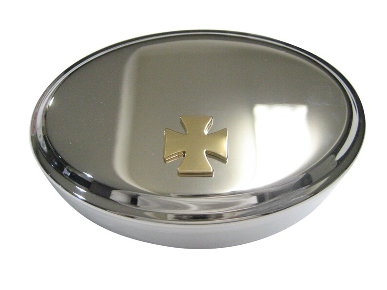 Gold Toned Maltese Cross Oval Trinket Jewelry Box Etsy