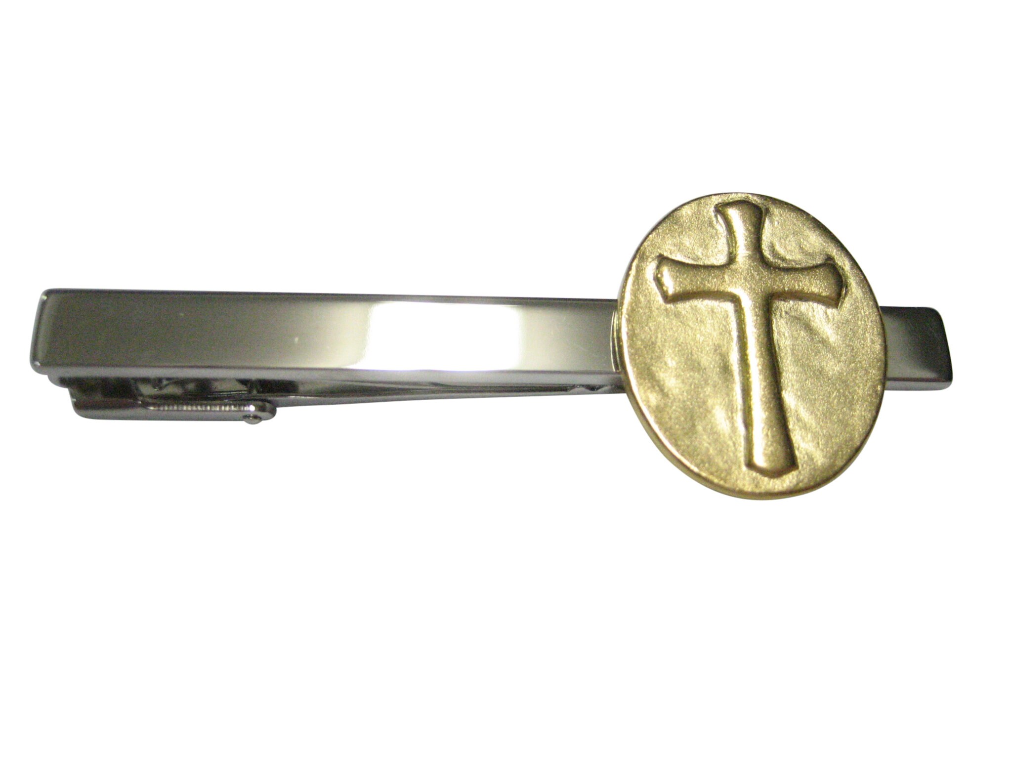 Gold Toned Oval Religious Cross Tie Clip Etsy
