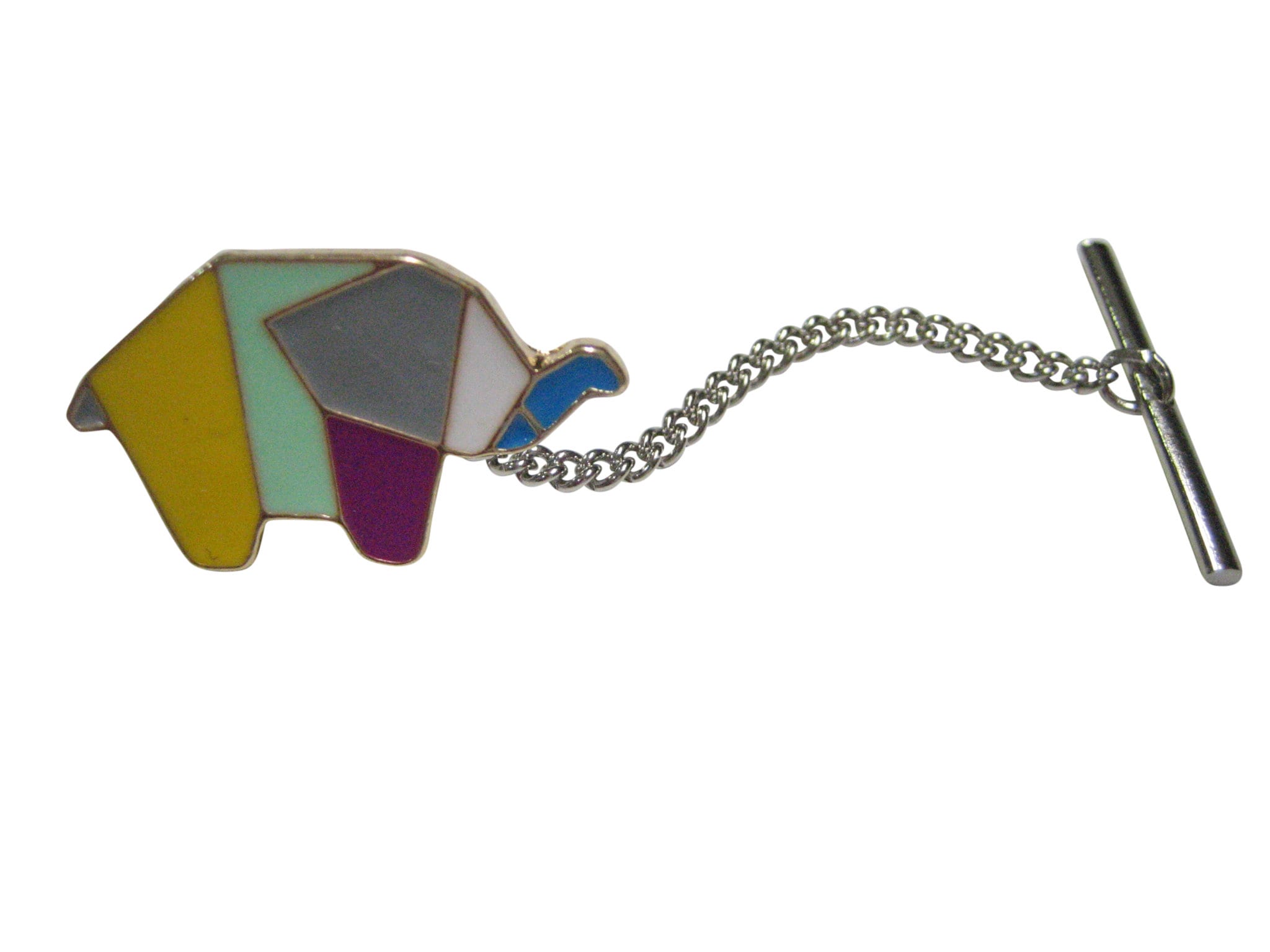 Colorful Origami Elephant Tie Tack
