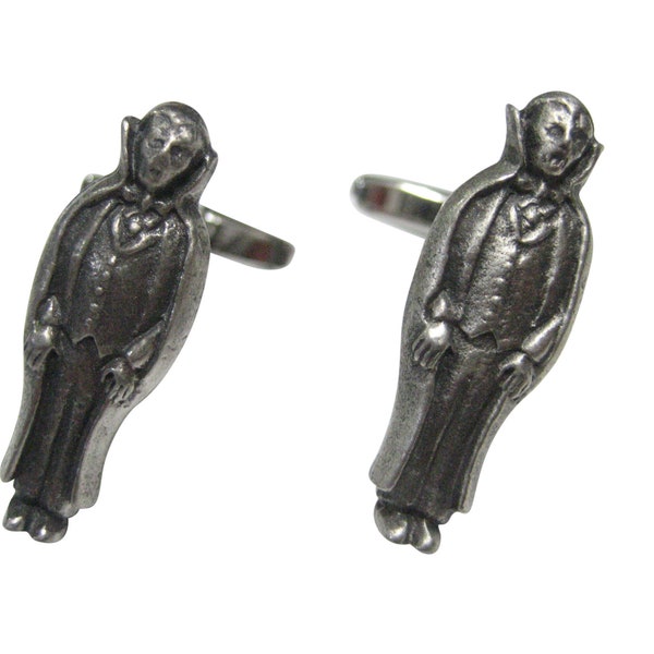 Silver Toned Count Dracula Vampire Cufflinks