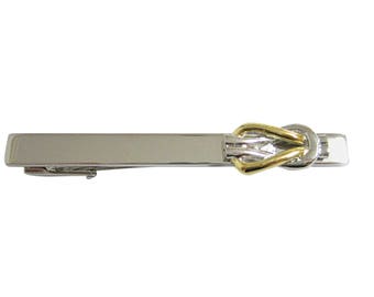 Gold and Silver Toned Love Knot Square Tie Clip