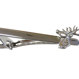 Silver Colored Stag Deer Head Tie Clip image 1