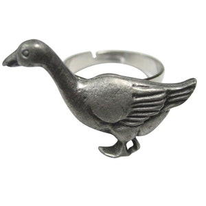 Detailed Goose Bird Adjustable Size Fashion Ring