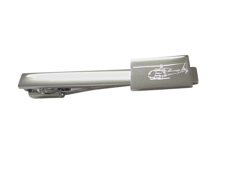 Engraved Simple Helicopter Square Tie Clip