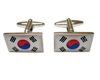 Seoul City South Korea Gold-tone Flag Cufflinks 