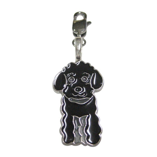 Black Toned Poodle Dog Pendant Zipper Pull Charm