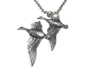 Pair of Duck Birds Pendant Necklace