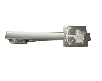 Silver Toned Etched Archer Square Tie Clip Silver Toned Etched Archer Square Tie Clip