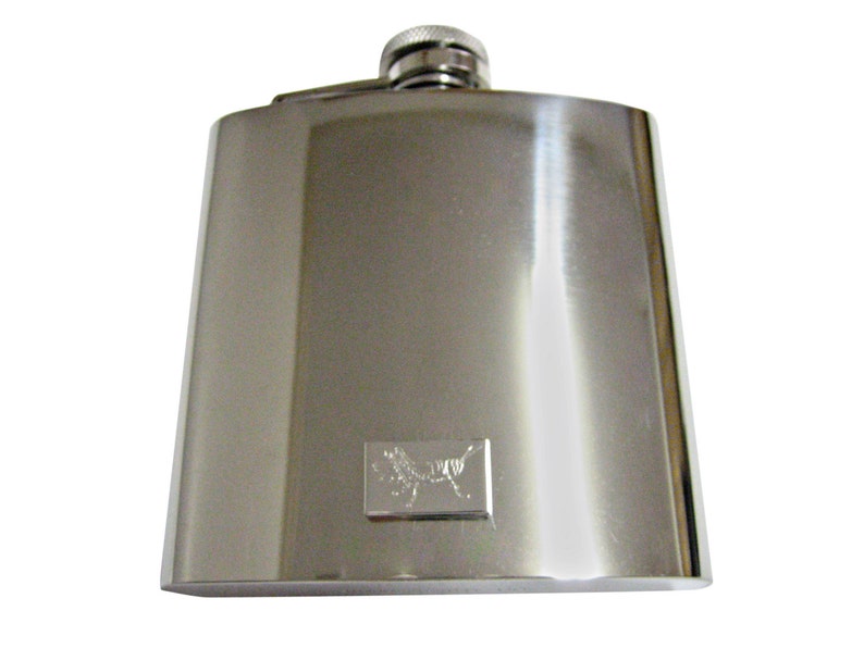 Engraved Grasshopper 6 oz. Stainless Steel Flask image 1