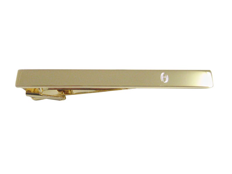 Gold Toned Etched Greek Letter Theta Square Tie Clip