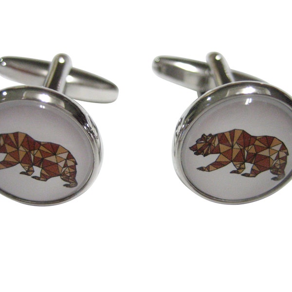 Colorful Geometric Bear Cufflinks