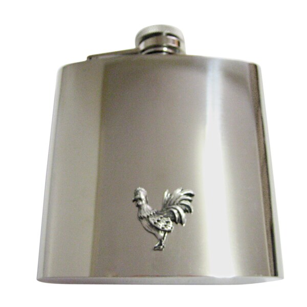 Textured Rooster Chicken 6 oz. Stainless Steel Flask