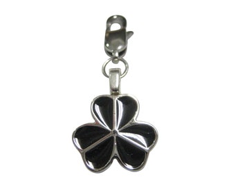 Black Shamrock Clover Pendant Zipper Pull Charm