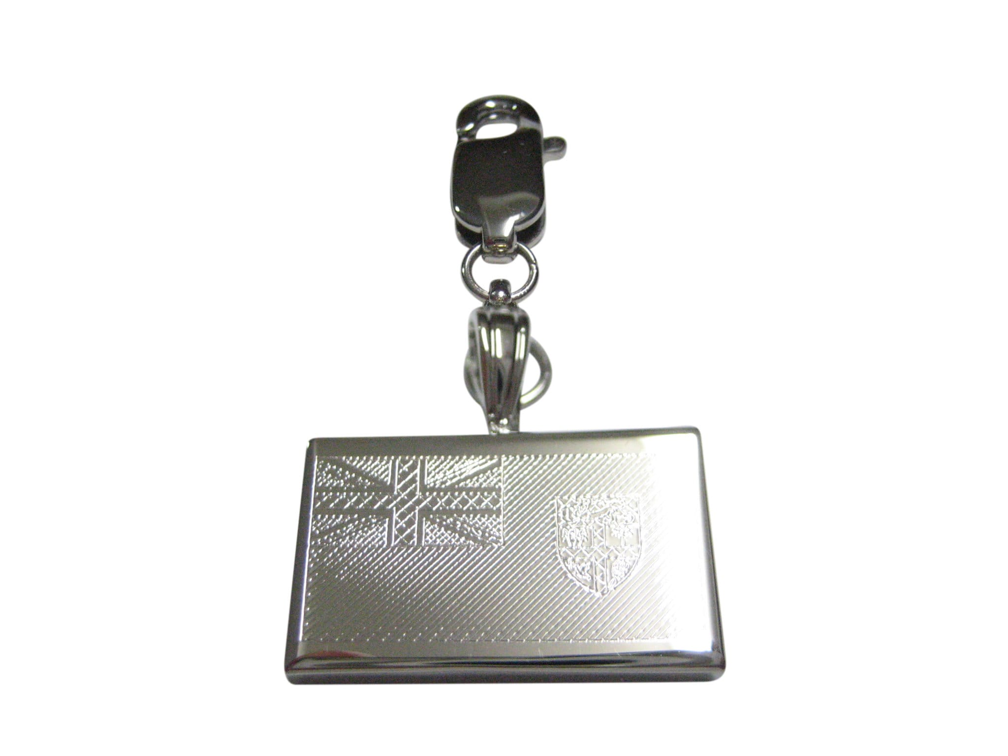 Silver Toned Etched Fiji Flag Pendant Zipper Pull Charm 