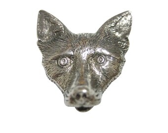 Silver Toned Textured Fox Head Pendant Magnet