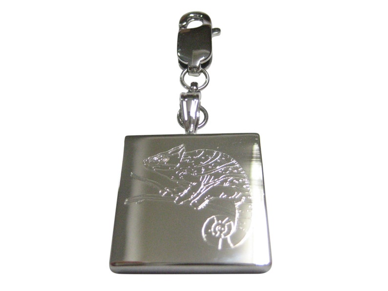 Silver Toned Etched Selling Chameleon Pendant Charm Zipper Superior Pull