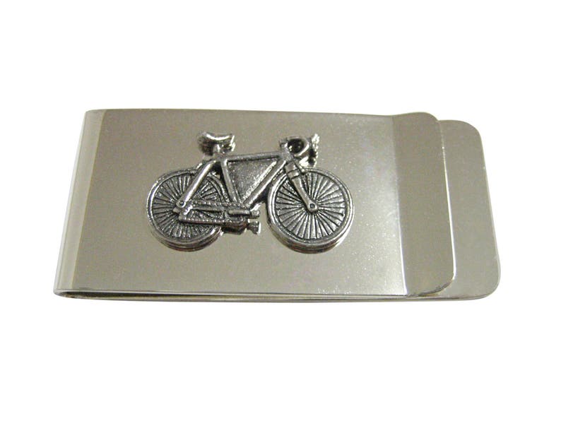 Silver Toned Textured Bicycle Money Clip image 1